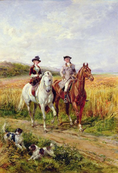 Para jeżdżąca z psami autorstwa Heywood Hardy