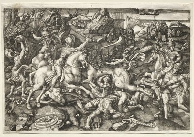 Walka między jeźdźcami, 1523. autorstwa Hieronymous Hopfer