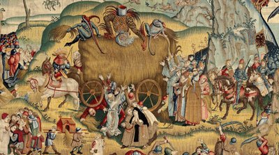 Gobelin inspirowany twórczością Hieronima Boscha, ok. 1560 r. (złoto, srebro, jedwab i wełna) autorstwa Hieronymus (after) Bosch