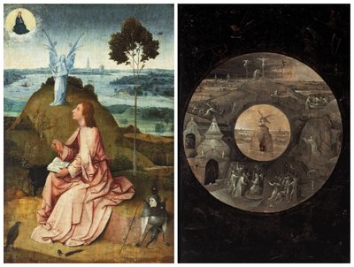Jan na Patmos / Sceny Męki Chrystusa autorstwa Hieronymus Bosch