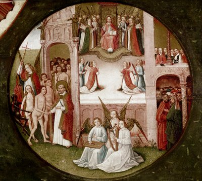 Raj. Szczegół siedmiu grzechów głównych i czterech rzeczy ostatecznych (olej na panelu) autorstwa Hieronymus Bosch