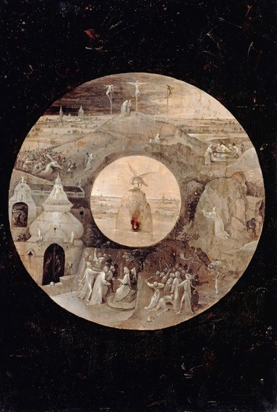 Święty Jan Ewangelista na Patmos Rewers. Męka Chrystusa, c. 1505 autorstwa Hieronymus Bosch