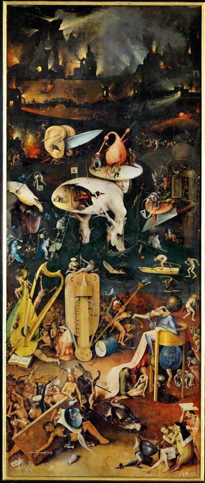 Ogród rozkoszy, tryptyk, prawy panel ... (obraz na drewnie) autorstwa Hieronymus Bosch