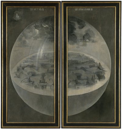 Ogród rozkoszy ziemskich. Tryptyk, rewers: Stworzenie autorstwa Hieronymus Bosch