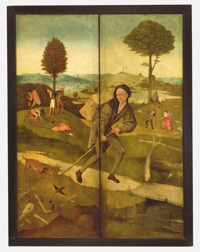 The Haywain, z zamkniętymi panelami przedstawiającymi każdego człowieka idącego ścieżką życia autorstwa Hieronymus Bosch