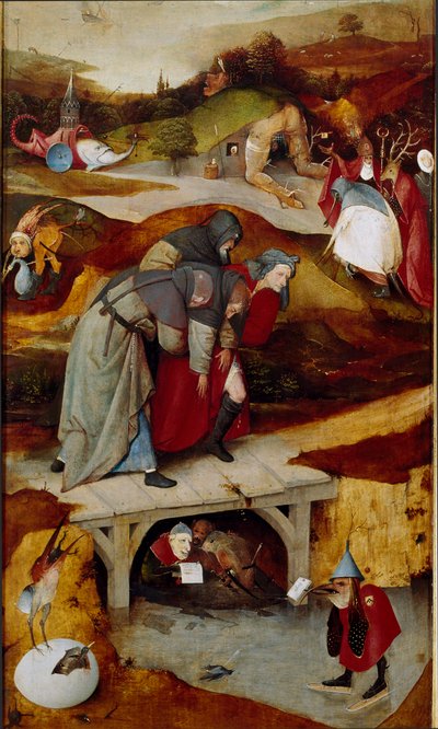 Tryptyk z pokusami (detal) 1505-1506 (olej na płótnie) autorstwa Hieronymus Bosch