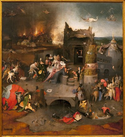 Tryptyk z pokusami - część centralna: kuszenie św. Antoniego Wielkiego (lub św. Antoniego Pustelnika lub św. Tryptyk kusicielki autorstwa Hieronymus Bosch