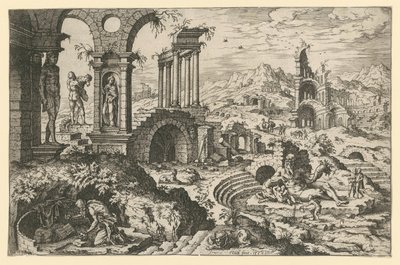 Święty Hieronim na tle ruin autorstwa Hieronymus Cock