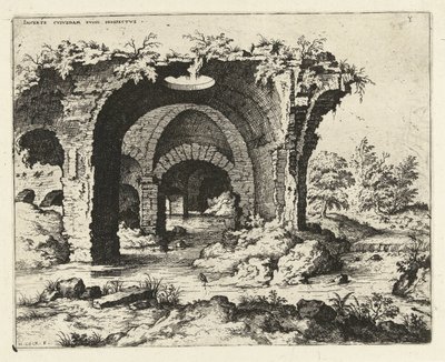 Widok ruin w Rzymie Incerte cvvs dam irvine prospekt emisyjny (tytuł dotyczący przedmiotu) Ruiny rzymskie (tytuł serii) autorstwa Hieronymus Cock