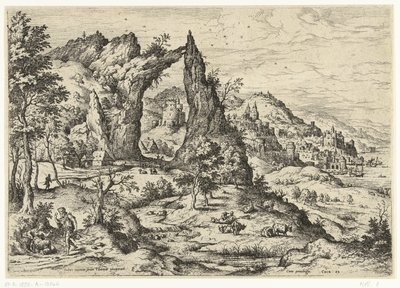 Juda i Tamar Pejzaże ze scenami biblijnymi i mitologicznymi (tytuł serii) autorstwa Hieronymus Cock