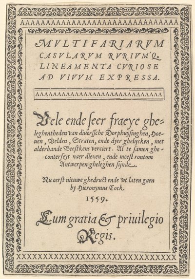 Strona tytułowa dla „Wielorodne domki” autorstwa Hieronymus Cock
