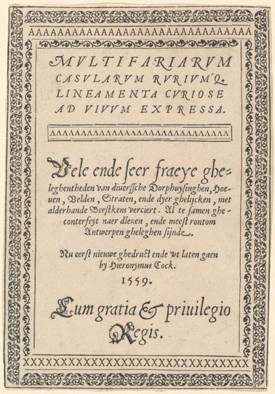 Strona tytułowa dzieła „Multifariarum Casularum” autorstwa Hieronymus Cock