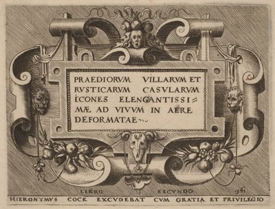Strona tytułowa dzieła „Praediorum Villarum” autorstwa Hieronymus Cock