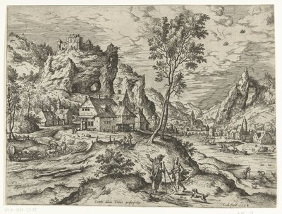 Tobiasz i Anioł Pejzaże ze scenami biblijnymi i mitologicznymi (tytuł serii) autorstwa Hieronymus Cock