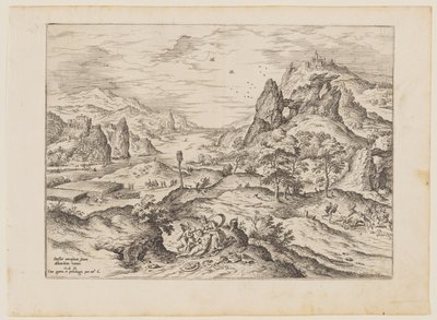 Wenus i Adonis, z pejzaży ze scenami biblijnymi i mitologicznymi autorstwa Hieronymus Cock