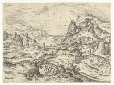 Wenus opłakuje śmierć Adonisa Pejzaże ze scenami biblijnymi i mitologicznymi (tytuł serii) autorstwa Hieronymus Cock