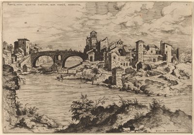 Widok na Ponte Quattro Capi i wyspę Tybru autorstwa Hieronymus Cock