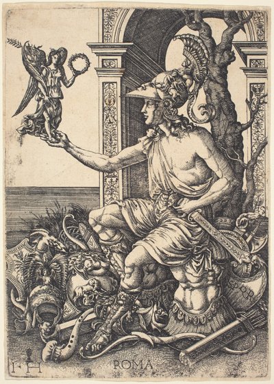 Personifikacja Rzymu autorstwa Hieronymus Hopfer after Giovanni Battista Palumba