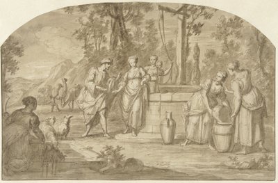 Eliezer i Rebeka przy studni autorstwa Hieronymus Lapis