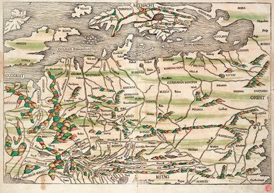 Mapa Europy Środkowej i Północnej autorstwa Hieronymus Münzer