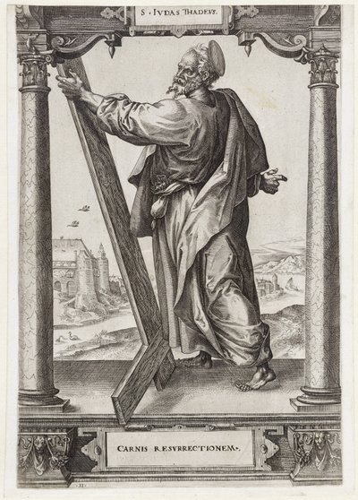 H. Judasz Taddeus S. Ivdas Thadevs (tytuł na obiekcie) Chrystus i dwunastu apostołów i św. Paweł (tytuł serii) autorstwa Hieronymus Wierix