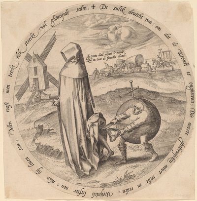 Mizantrop okradziony przez świat autorstwa Hieronymus Wierix after Pieter Bruegel the Elder