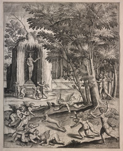 Amorki w Play. autorstwa Hieronymus or Jerome Wierix