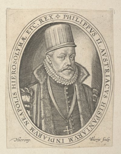 Filip II z Hiszpanii, koniec XVI-początek XVII wieku (rycina) autorstwa Hieronymus or Jerome Wierix