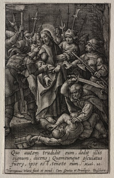 Pasja: zdrada Chrystusa. autorstwa Hieronymus or Jerome Wierix