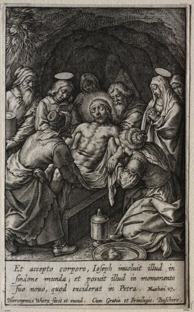 Pasja: złożenie do grobu. autorstwa Hieronymus or Jerome Wierix