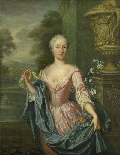 Portret Claudine van Royen (ur. 1712), żony Pietera Tedinga van Berkhout autorstwa Hieronymus van der Mij
