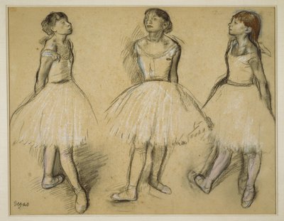 Trzy studia tancerza w czwartej pozycji autorstwa Hilaire Germain Edgar Degas
