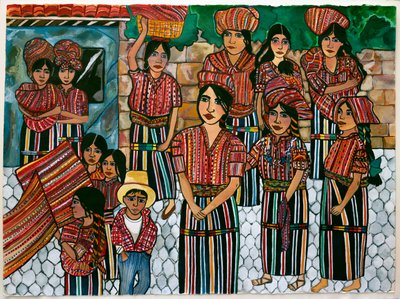 Guatemalen Girls, Solola, 2023 (watercolour on paper) autorstwa Hilary Simon