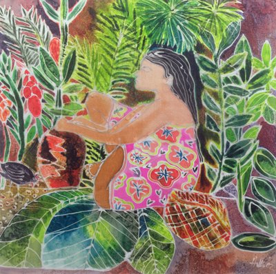 Potter in the Tropics (kolorowe tusze na jedwabiu) autorstwa Hilary Simon