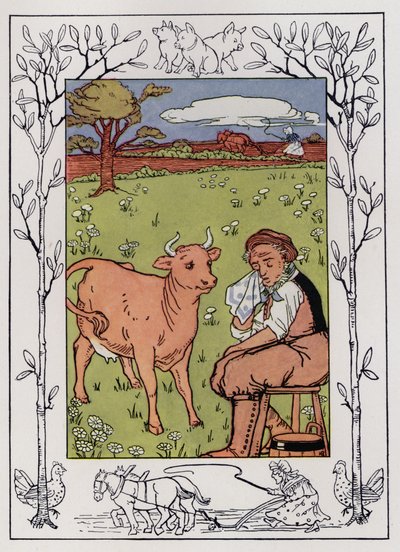 Stary człowiek i jego żona (litografia kolorowa) autorstwa Hilda Broughton