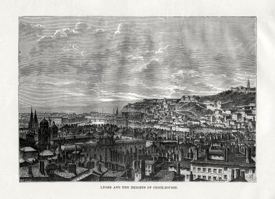Lyon i wzgórza Croix-Rousse, Francja, 1879 autorstwa Hildibrand