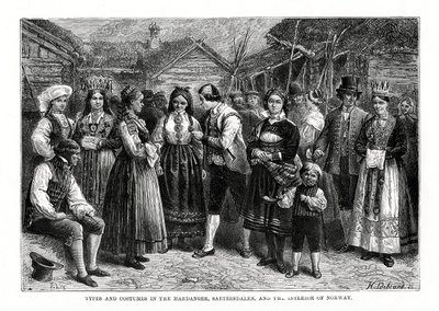 Typy i stroje w Norwegii, 1879. autorstwa Hildibrand