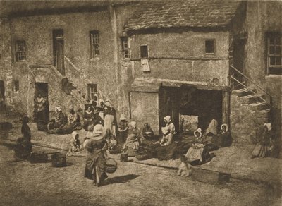 [Kobiety i dzieci przynęcające na linie, Fishergate, St Andrews]. autorstwa Hill and Adamson