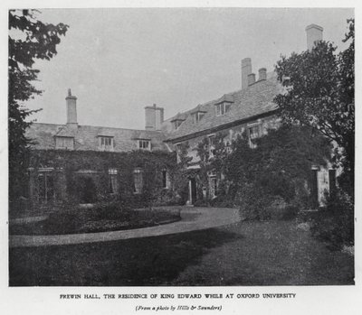 Frewin Hall, rezydencja króla Edwarda VII podczas studiów na Uniwersytecie Oksfordzkim (zdjęcie czarno-białe) autorstwa Hills and Saunders
