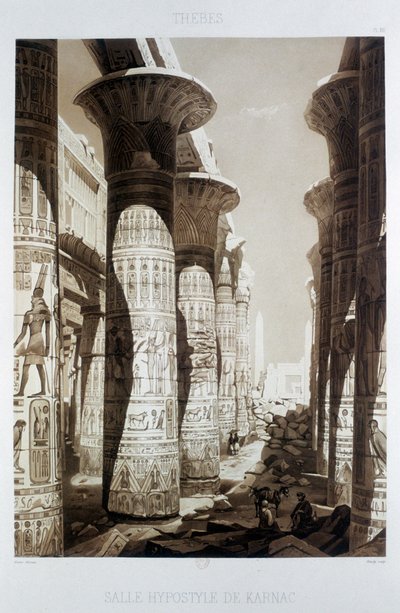 „Hypostyl Hall, Teby, Karnak”, Egipt, 1841 r. autorstwa Himely
