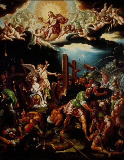 Męczeństwo św. Katarzyny Aleksandryjskiej, połowa XVIII wieku. autorstwa Hipólito de Rioja