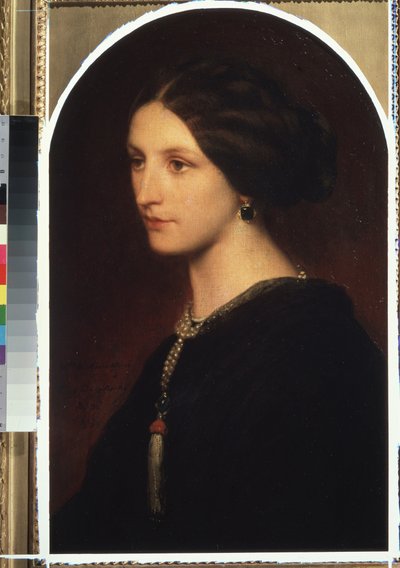 „„Portret hrabiny Sophie Shuvaloff (Shuvalov lub Shuvalova)”” Portret młodej arystokratki, naszyjnik z pereł na szyi. Obraz Paula Hippolyte Delaroche (1797-1856) 1853 Moskwa, Muzeum Sztuk Pięknych im. Puszkina autorstwa Hippolyte Delaroche