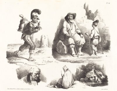 Pięć winiet autorstwa Hippolyte Bellange