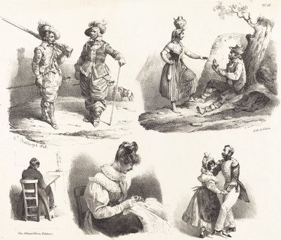 Pięć winiet autorstwa Hippolyte Bellange