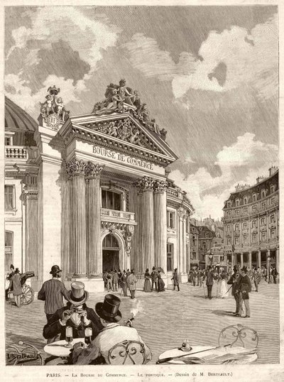 Giełda Papierów Wartościowych w Paryżu w 1889 r. Rys. M. Berteault autorstwa Hippolyte Berteaux