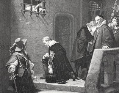 Lord Strafford w drodze na egzekucję, grawerowany przez AH Payne autorstwa Hippolyte Delaroche