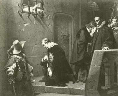 Śmierć Strafforda (grawiura) autorstwa Hippolyte Delaroche
