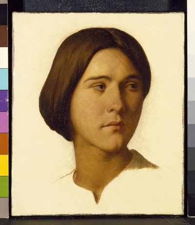 Głowa młodej kobiety patrzącej w lewo, XIX w. autorstwa Hippolyte Flandrin