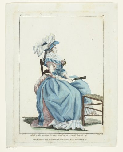Galeria francuskiej mody i kostiumów 1787, TTT.388: Piękna Sophie czeka... autorstwa Hippolyte Le Bas