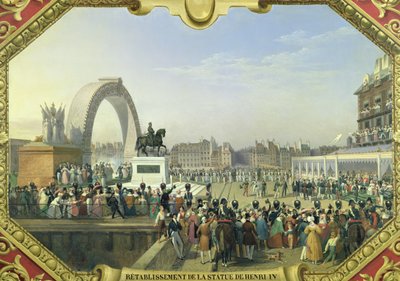 Ponowne ustanowienie pomnika Henryka IV (1553-1610) na Pont Neuf, 25 sierpnia 1818 r. autorstwa Hippolyte Lecomte